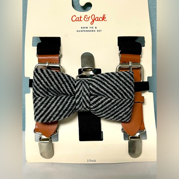Cat and Jack children’s suspenders set with bow tie plaid print - Picture 1 of 4